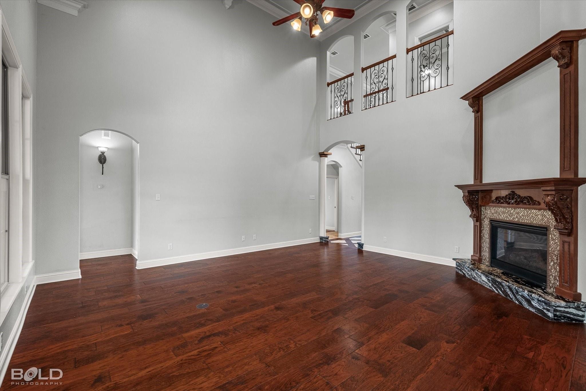 Living room with fireplace